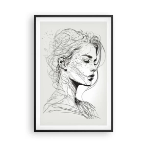 Affiche dans un cadre noir - Poster - Portrait en pensée - 61x91 cm