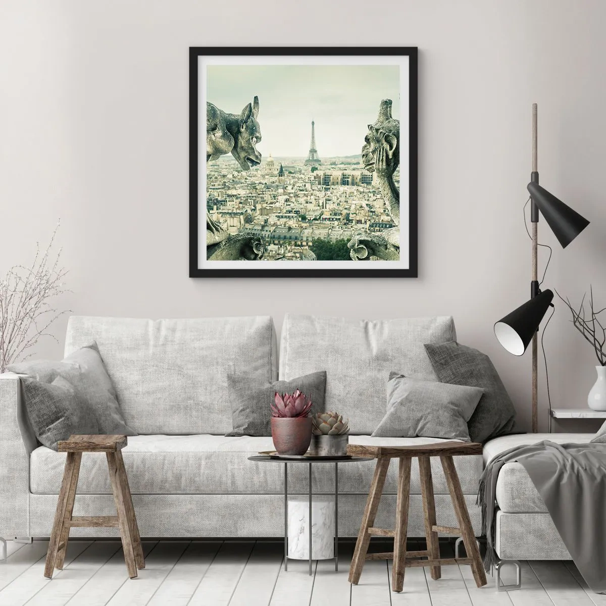 Affiche dans un cadre noir - Poster - Bavardage parisien - 50x50 cm