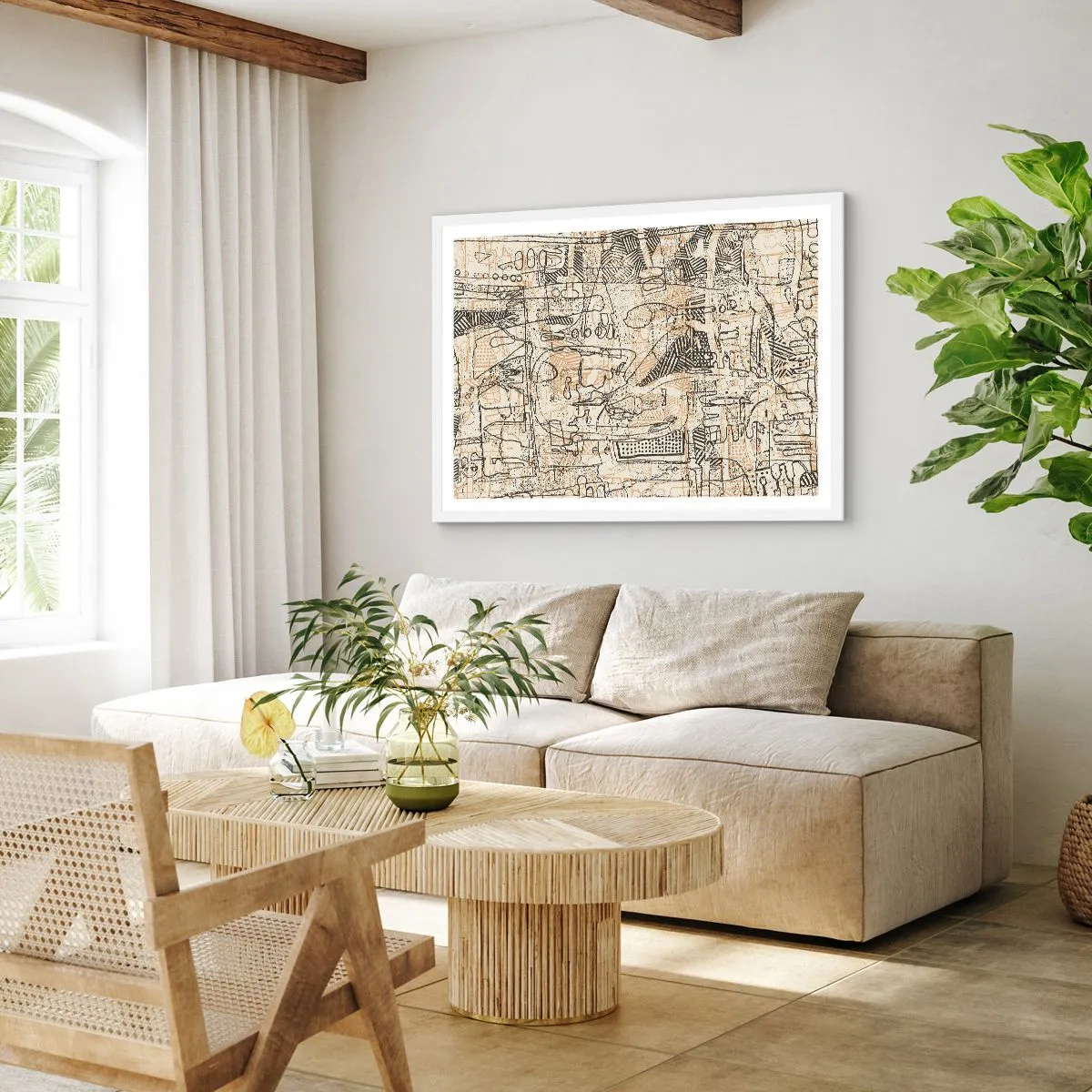 Affiche dans un cadre blanc - Poster - Il attend d'être décodé - 100x70 cm
