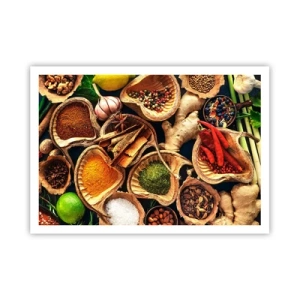 Affiche - Poster - Bols d'épices de différentes couleurs - 100x70cm - Prends ce que tu veux - Décoration murale moderne pour le salon et la chambre ARTTOR