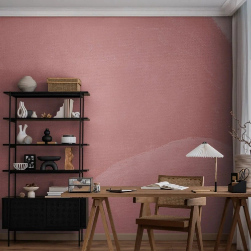 Papier Peint Photo Premium Sand - Formes roses abstraites dans un style pictural organique - 100x70cm - Composition organique en rose - Décoration murale moderne pour le salon et la chambre ARTTOR
