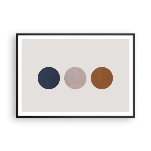 Affiche dans un cadre noir - Poster - Une composition minimaliste avec trois cercles colorés - 100x70cm - Symbole d'excellence - Décoration murale moderne pour le salon et la chambre ARTTOR