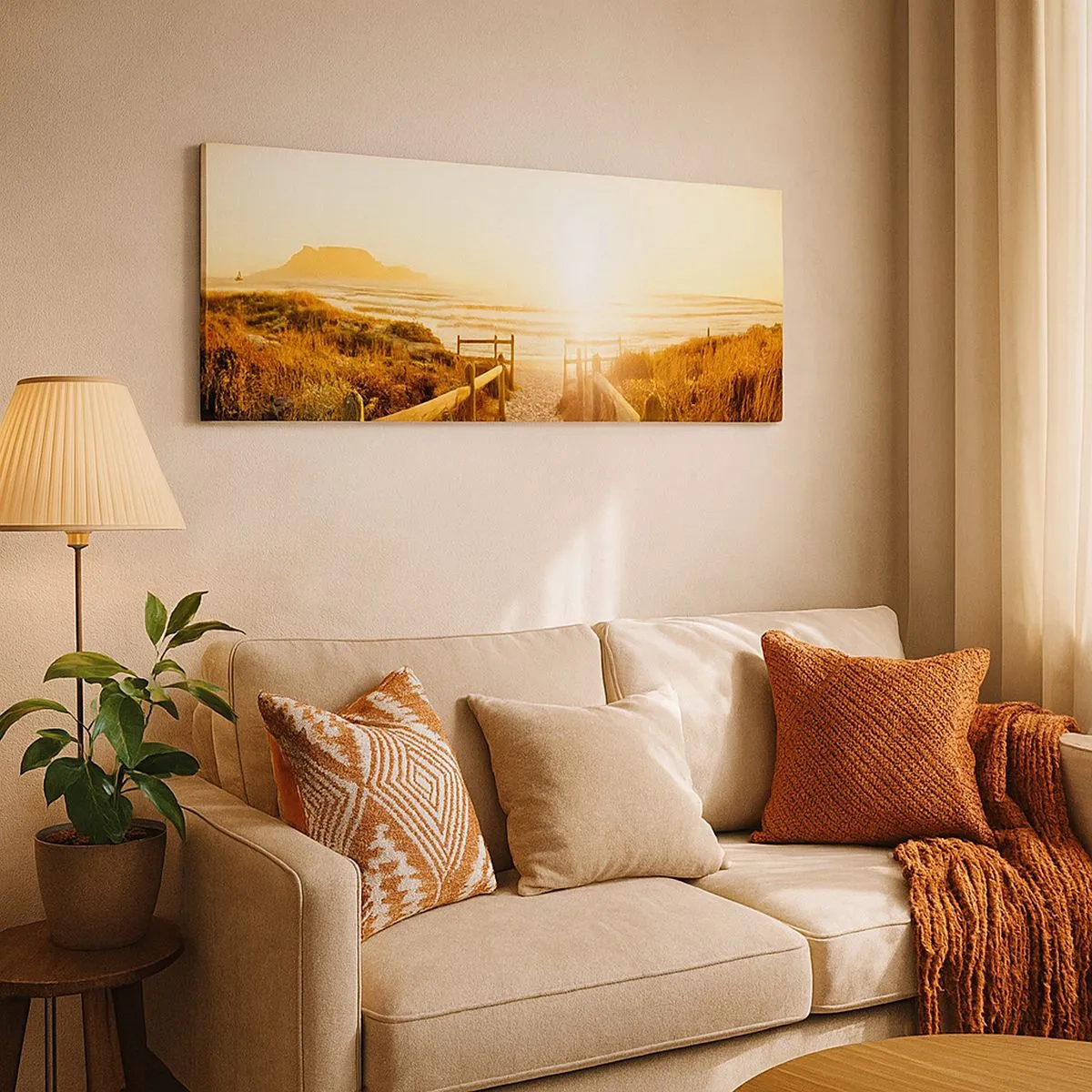 Impression sur toile - Image sur toile - A travers la dune, vers le soleil - 100x40 cm