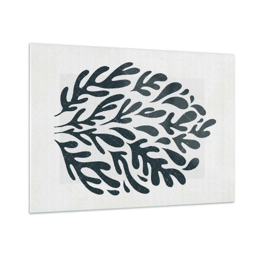 Impression sur verre - Image sur verre - Forme organique noire sur fond blanc - 100x70cm - Formes de la nature - Décoration murale moderne pour le salon et la chambre ARTTOR