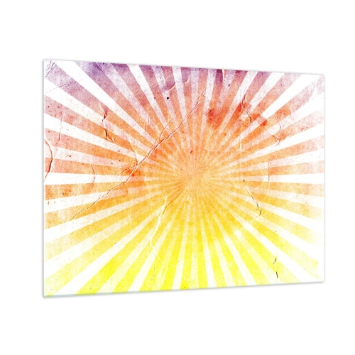 Impression sur verre - Image sur verre - Rayons du soleil levant ou couchant dans un style rétro - 70x50cm - Levant et couchant - Décoration murale moderne pour le salon et la chambre ARTTOR