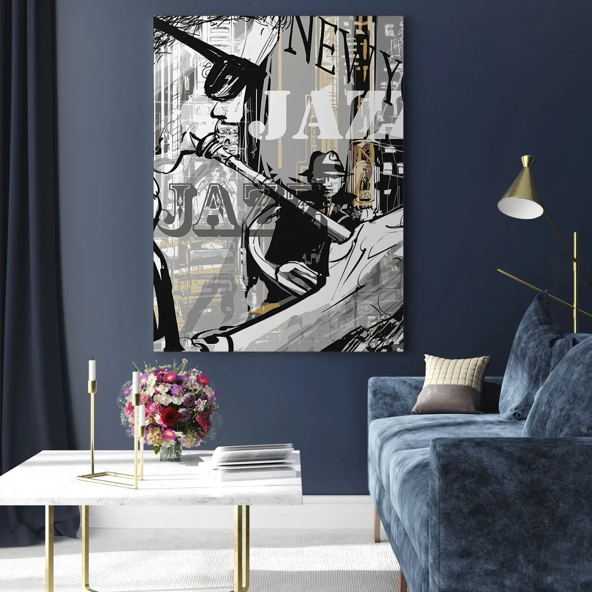 Impression sur verre - Image sur verre - Scène jazz new-yorkaise - 80x120cm - Au rythme de New York - Décoration murale moderne pour le salon et la chambre ARTTOR