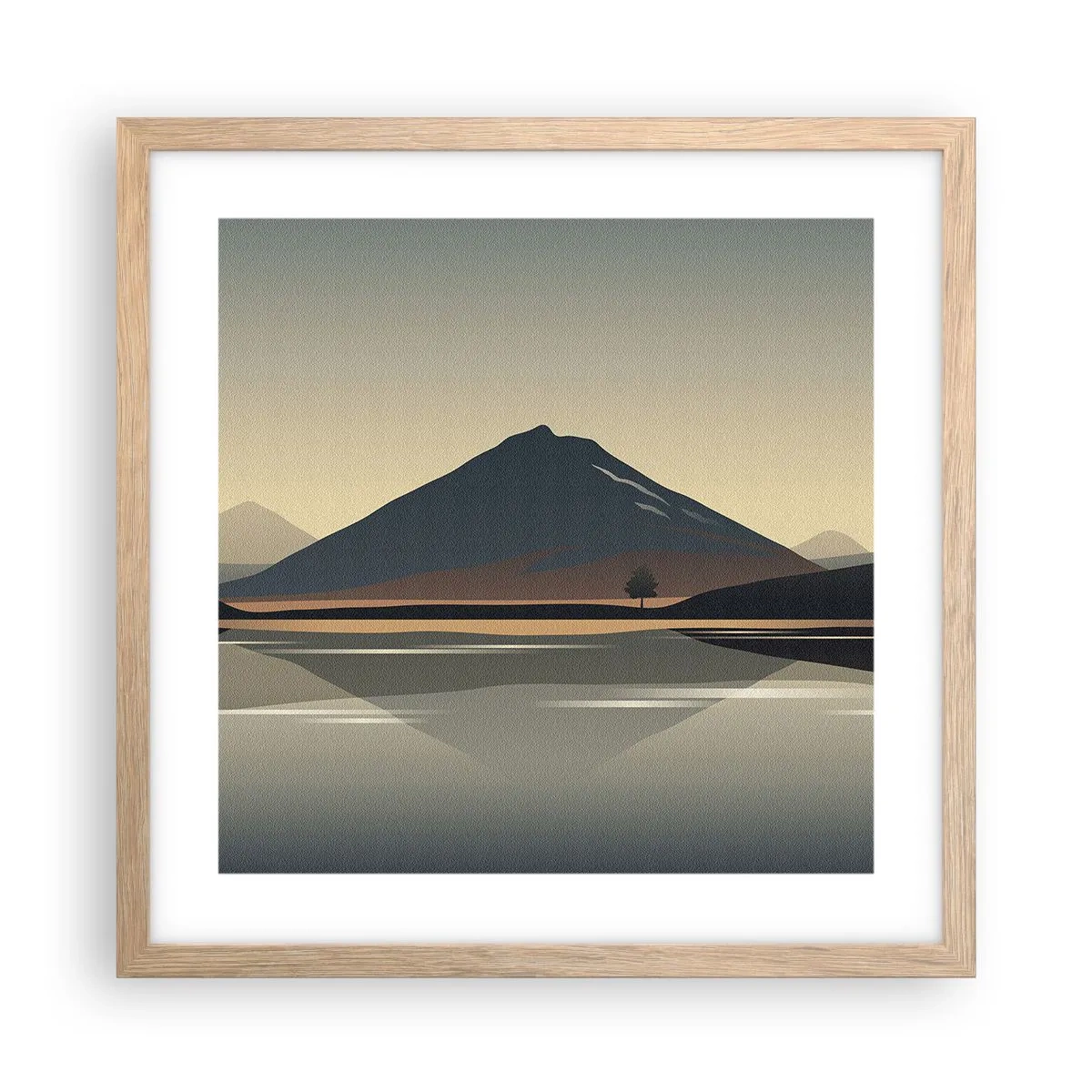 Affiche dans un chêne clair - Poster - Reflet de miroir - 40x40 cm