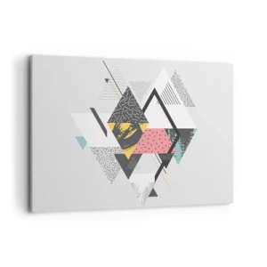 Impression sur toile - Image sur toile - Motifs géométriques sur fond clair - 100x70cm - Variation sur triangle et losange - Décoration murale moderne pour le salon et la chambre ARTTOR