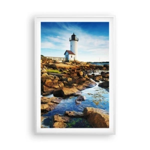 Affiche dans un cadre blanc - Poster - Revenez heureux, j'attends - 61x91 cm