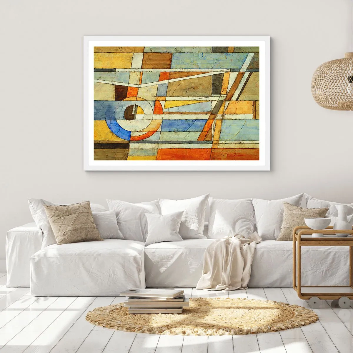 Affiche dans un cadre blanc - Poster - Cubisme sur le chantier - 40x30 cm
