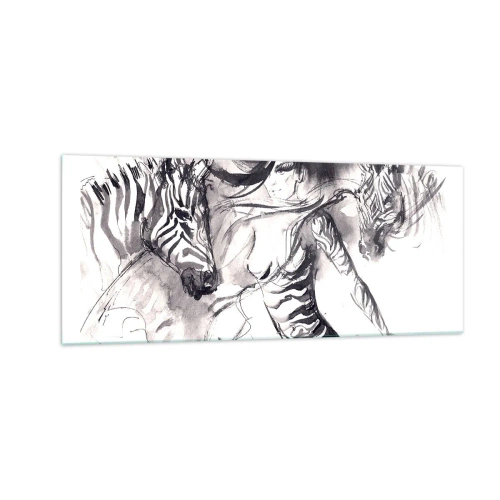 Impression sur verre - Image sur verre - Danse avec les zèbres - 100x40 cm