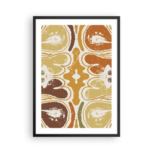 Affiche dans un cadre noir - Poster - Abstraction symétrique dans des tons terreux et chauds - 50x70cm - Abstraction sentimentale - Décoration murale moderne pour le salon et la chambre ARTTOR