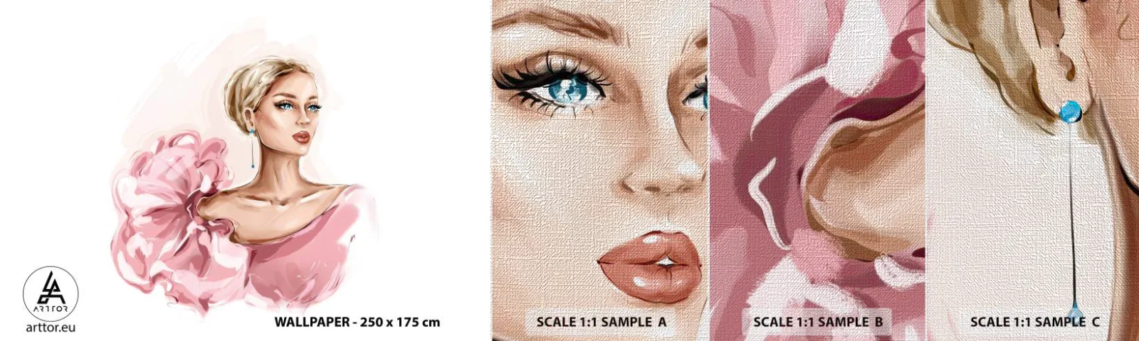 Échantillon de Papier Peint Premium Canvas - Comme peinte... - Femme, Mode, Graphique - 100x30 cm