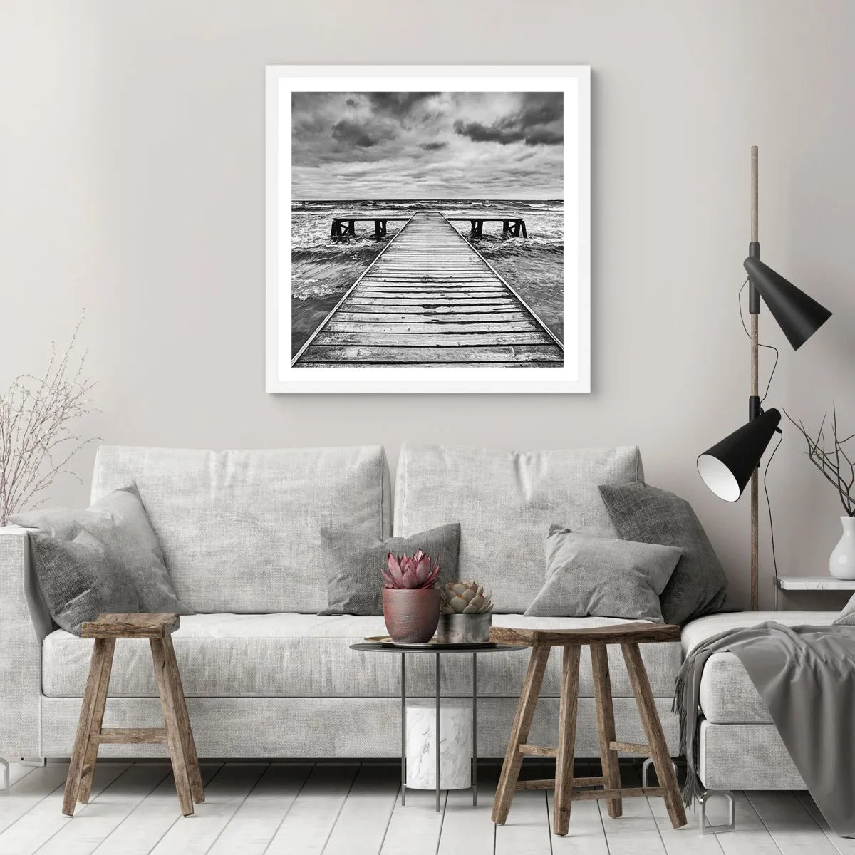 Affiche dans un cadre blanc - Poster - J'attends que le vent, ça le chassera... - 60x60 cm