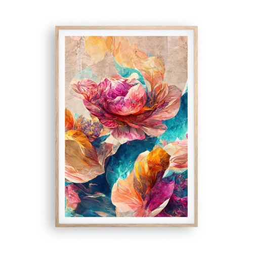 Affiche dans un chêne clair - Poster - Splendeur colorée du bouquet - 70x100 cm