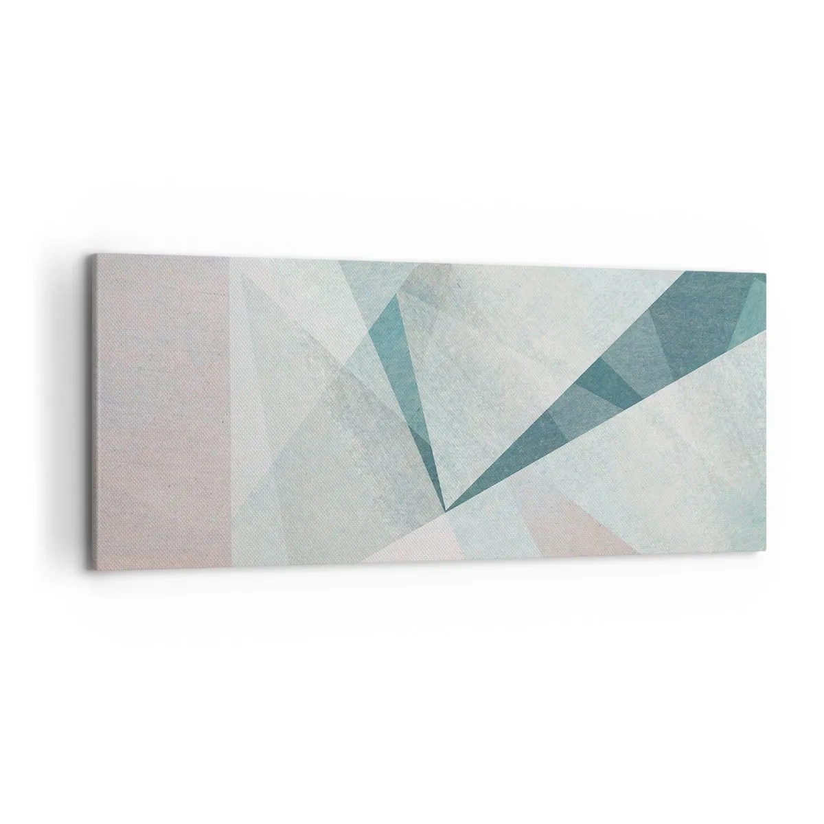Impression sur toile - Image sur toile - Formes géométriques dans des tons pastel de bleu et de gris - 120x50cm - Calme bien que dynamique - Décoration murale moderne pour le salon et la chambre ARTTOR