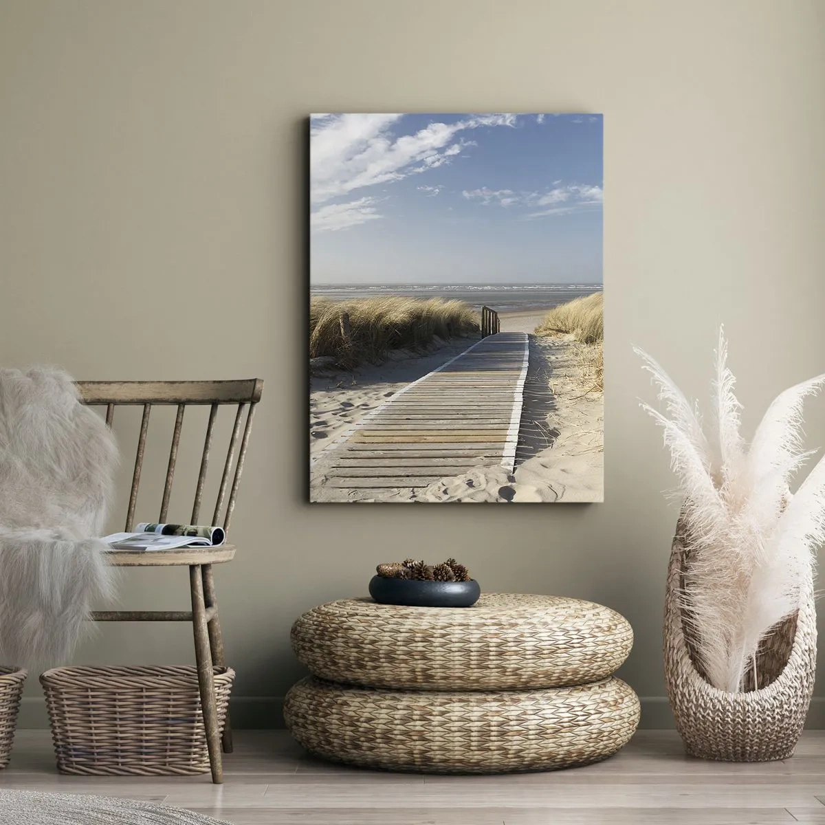 Impression sur toile - Image sur toile - Derrière la dune, dans le bruissement de l'herbe - 65x120 cm
