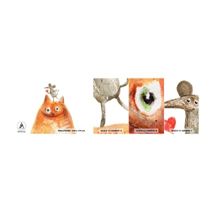 Échantillon de Papier Peint Autocollant Deluxe Sticker - Amour paradoxal - Pour les enfants, Souris, Chat - 100x30 cm