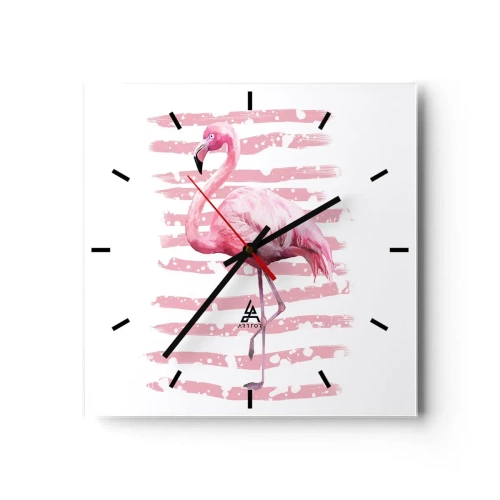 Horloge murale - Pendule murale - Avec dignité, bien qu'en rose - 40x40 cm