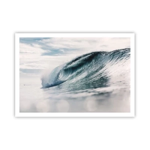 Affiche - Poster - Une vague de mer capturée dans un moment dynamique contre le ciel - 100x70cm - Pic d'eau - Décoration murale moderne pour le salon et la chambre ARTTOR