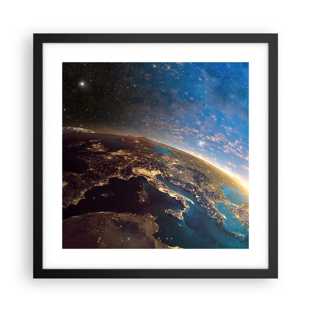 Affiche dans un cadre noir - Poster - Regardons-nous de loin - 40x40 cm