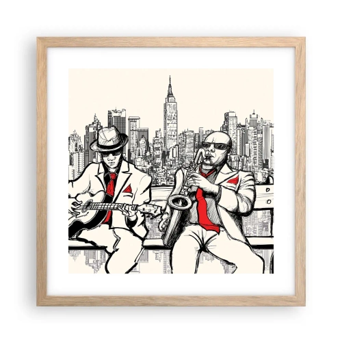 Affiche dans un chêne clair - Poster - improvisation new-yorkaise - 40x40 cm
