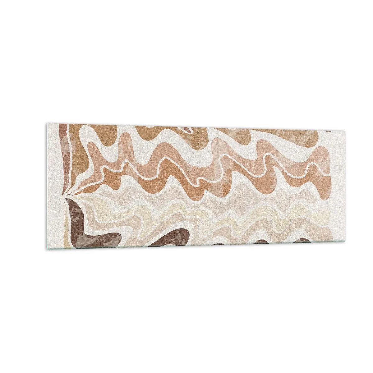 Impression sur verre - Image sur verre - Lignes abstraites ondulées dans des tons beiges - 140x50cm - Bonne énergie – bonnes émotions - Décoration murale moderne pour le salon et la chambre ARTTOR