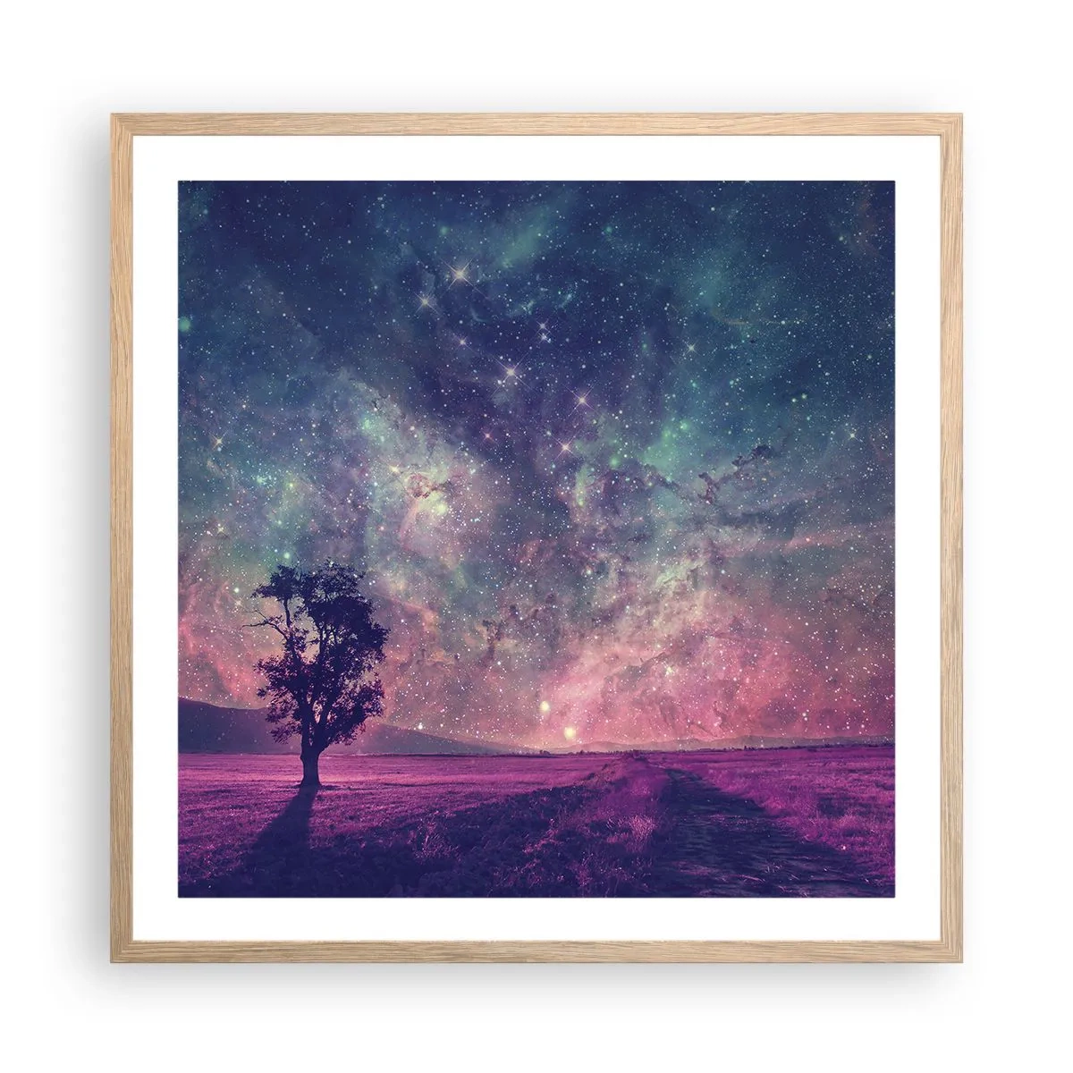 Affiche dans un chêne clair - Poster - Sous un ciel magique - 60x60 cm