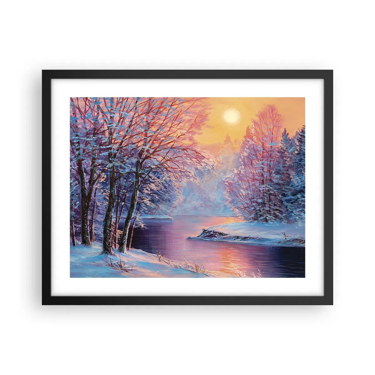 Affiche dans un cadre noir - Poster - Couleurs d'hiver - 50x40 cm