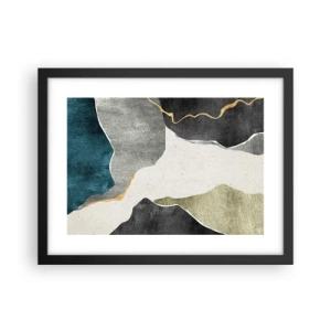 Affiche dans un cadre noir - Poster - Composition mosaïque avec un fil d'or - 40x30 cm