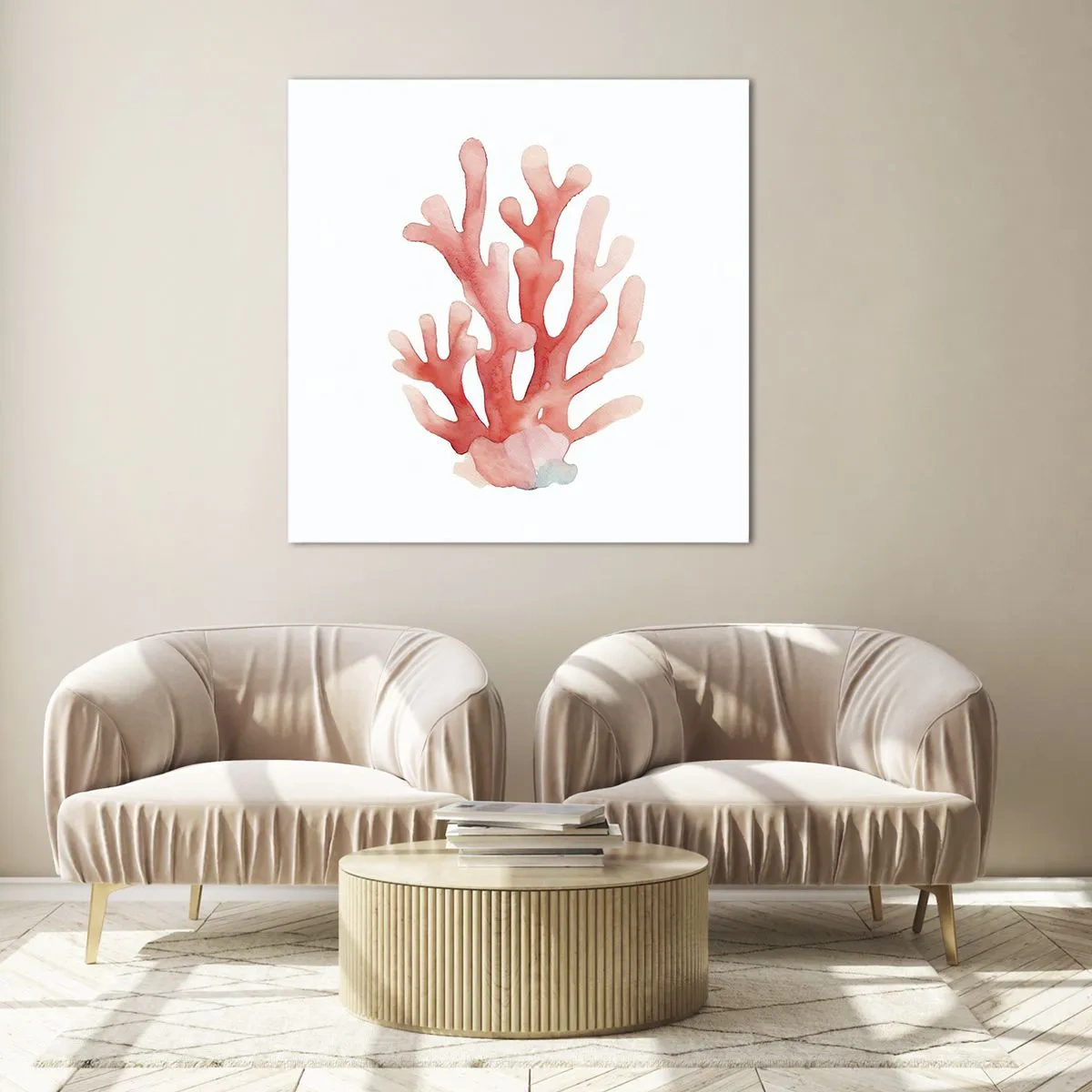 Impression sur verre - Image sur verre - Corail couleur corail - 30x30 cm
