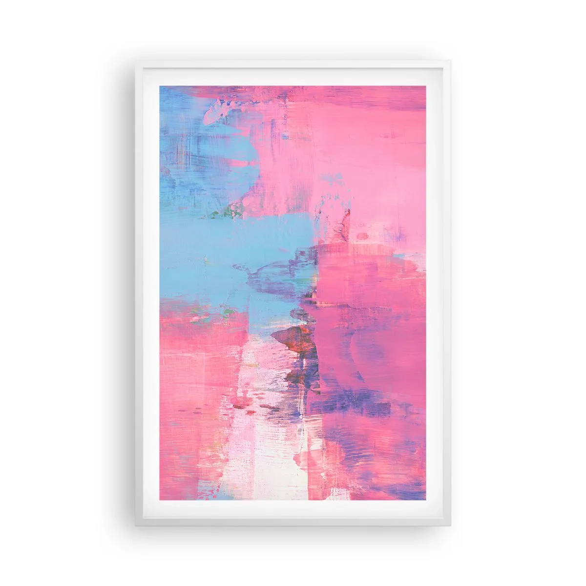 Affiche dans un cadre blanc - Poster - Du rose, du bleu et une pincée de lumière - 61x91 cm