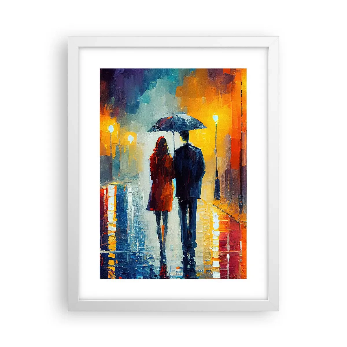 Affiche dans un cadre blanc - Poster - Ensemble – une nuit colorée - 30x40 cm