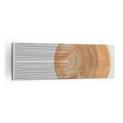 Impression sur toile - Image sur toile - Composition géométrique avec des cercles et des lignes aux couleurs chaudes. - 160x50cm - Composition solaire - Décoration murale moderne pour le salon et la chambre ARTTOR