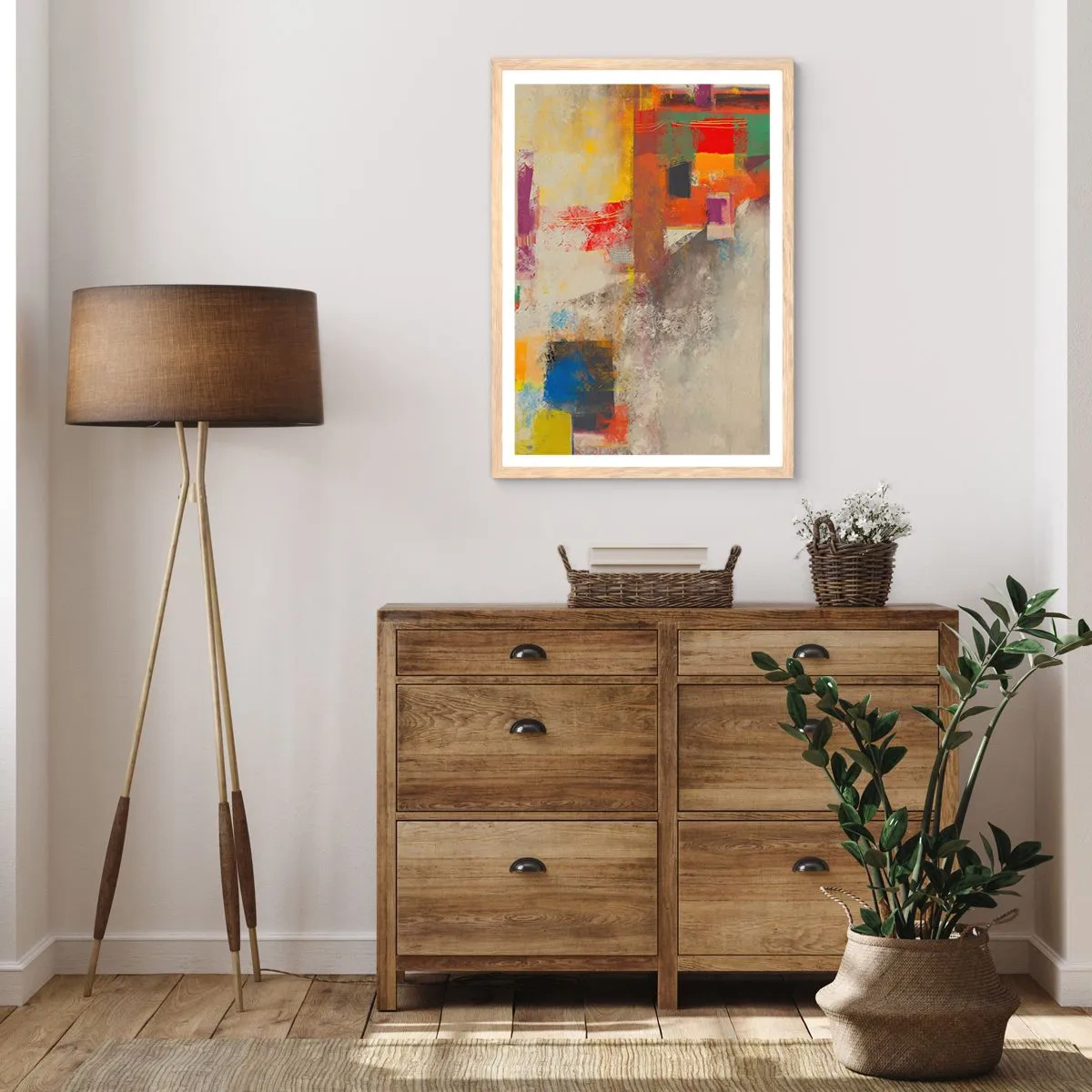 Affiche dans un chêne clair - Poster - Géométrie des couleurs - 50x70 cm
