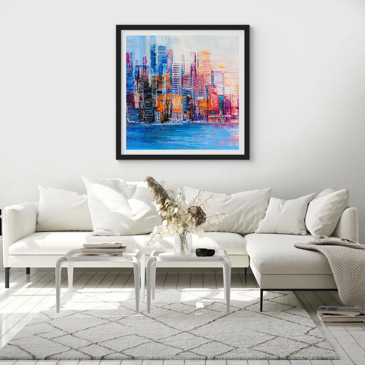 Affiche dans un cadre noir - Poster - Une métropole joyeuse - 50x50 cm