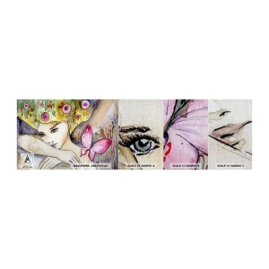 Échantillon de Papier Peint Premium Canvas - La princesse papillon - Abstraction, Femme, Aquarelles - 100x30 cm