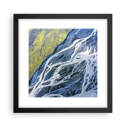 Affiche dans un cadre noir - Poster - Peintures rupestres de la nature - 30x30 cm