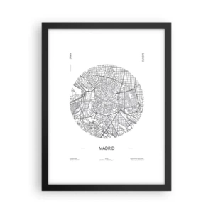 Affiche dans un cadre noir - Poster - Anatomie de Madrid - 30x40 cm