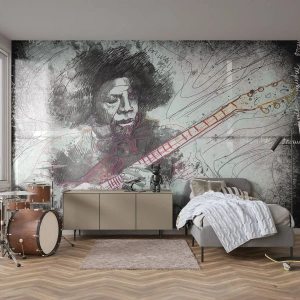 Papier Peint Photo Premium Sand - Sur les vagues de la musique - Musique, Guitariste, Instrument - 500x350 cm