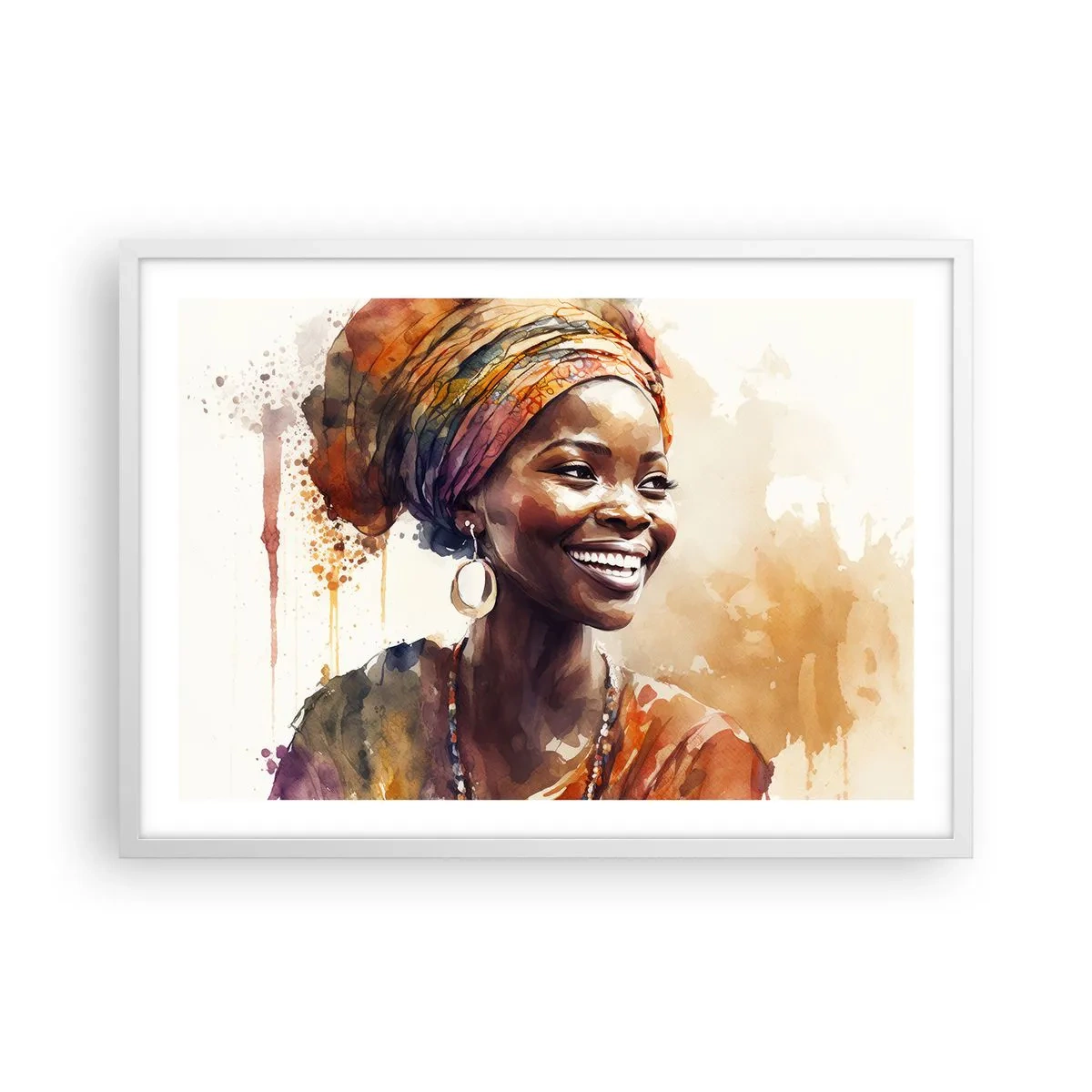 Affiche dans un cadre blanc - Poster - reine africaine - 70x50 cm