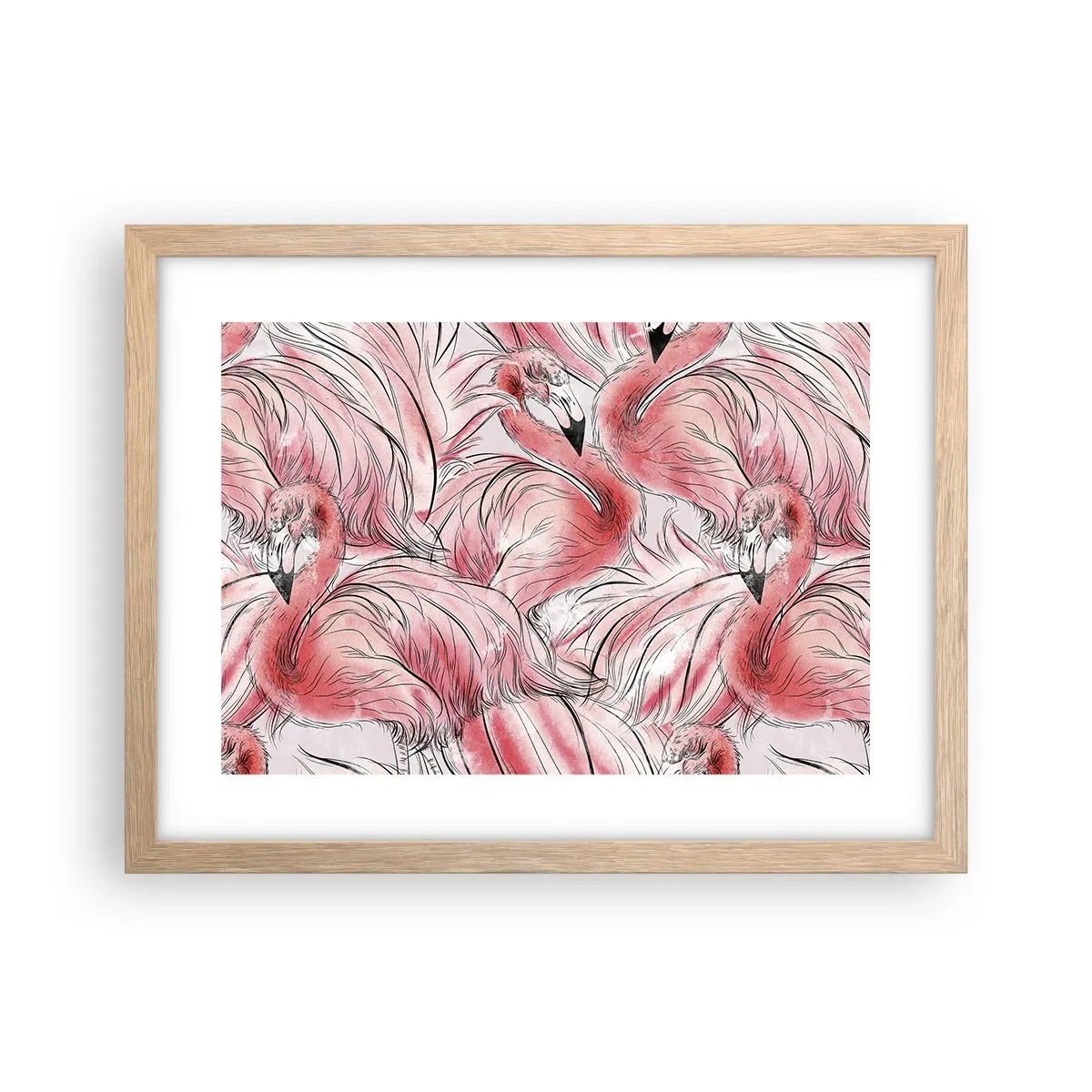 Affiche dans un chêne clair - Poster - Oiseau corps de ballet - 40x30 cm