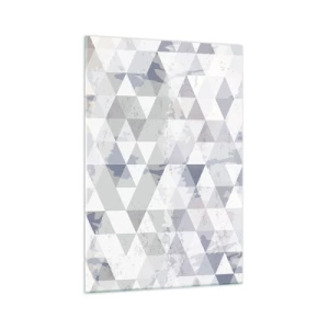 Impression sur verre - Image sur verre - Motif géométrique triangulaire dans des tons pastel - 70x100cm - En rythme de trois - Décoration murale moderne pour le salon et la chambre ARTTOR