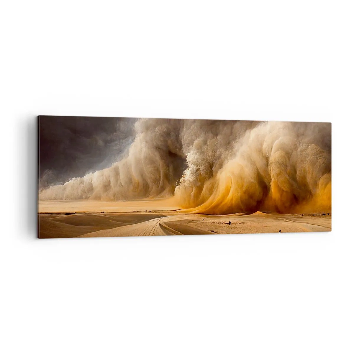 Impression sur toile - Image sur toile - Impressionnante tempête de sable dans le désert - 140x50cm - La colère du désert - Décoration murale moderne pour le salon et la chambre ARTTOR