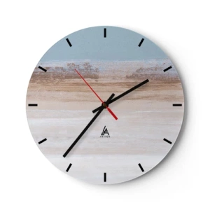 Horloge murale - Pendule murale - Paysage pastel avec des rayures horizontales bleues et beiges. - 30x30cm - Paysage ambigu - Décoration murale moderne pour le salon, la cuisine et la chambre ARTTOR
