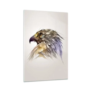 Impression sur verre - Image sur verre - Portrait artistique d'un aigle aux tons pastel - 70x100cm - Portrait d'un guerrier - Décoration murale moderne pour le salon et la chambre ARTTOR