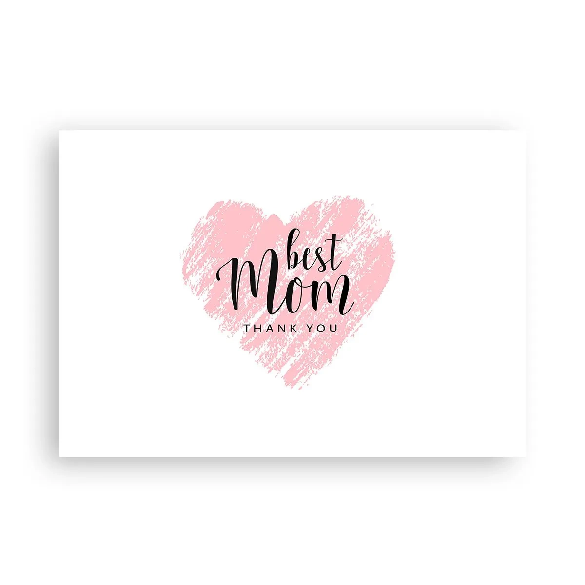 Affiche - Poster - Cœur rose avec les mots « Meilleure maman, merci » sur fond blanc - 100x70cm - Toujours au bon moment - Décoration murale moderne pour le salon et la chambre ARTTOR