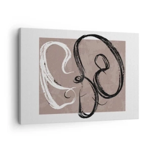 Impression sur toile - Image sur toile - Abstraction en noir et blanc sur fond beige - 70x50cm - Composition – la recherche de la plénitude - Décoration murale moderne pour le salon et la chambre ARTTOR