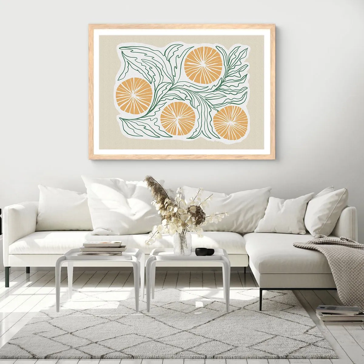 Affiche dans un chêne clair - Poster - Ethnique avec une pointe d'abstraction - 100x70 cm