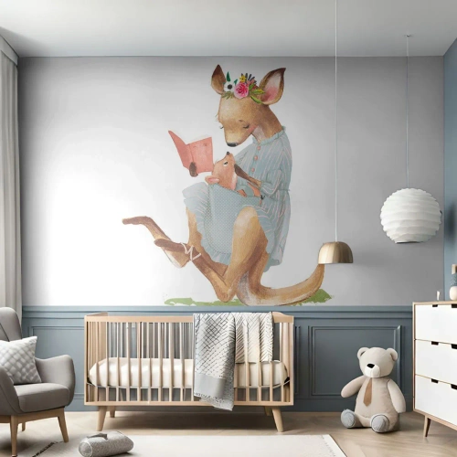 Papier Peint Autocollant Deluxe Sticker - Lis-moi maman - Pour les enfants, Kangourou, Mère avec enfant - 400x280 cm